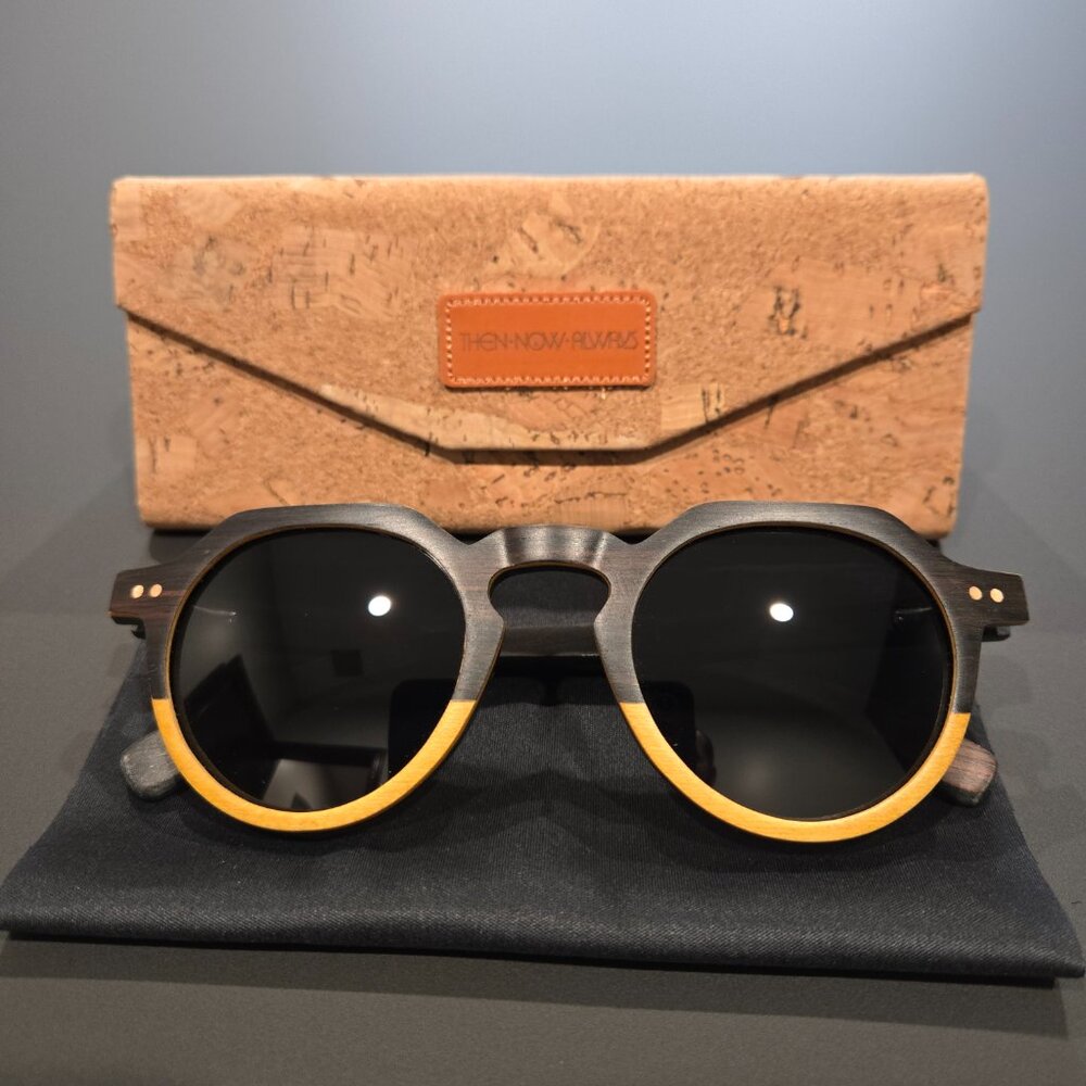 Then Now Always Walnut Round Wood Sunglasses - Polarized/UV400